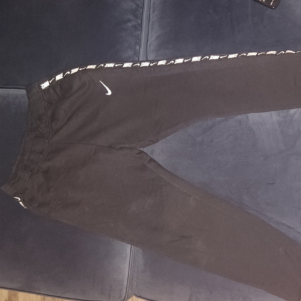 Nike Black Track Pants with White Logo Accents